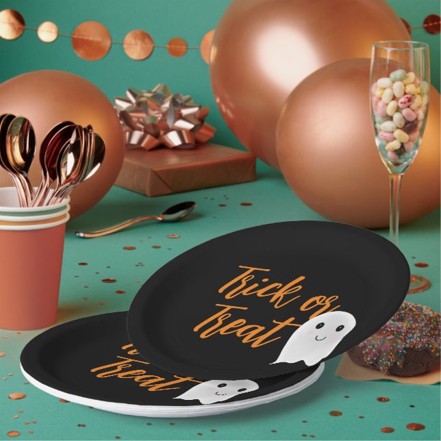 Plato De Papel Trick or Treat Halloween  (Multi)