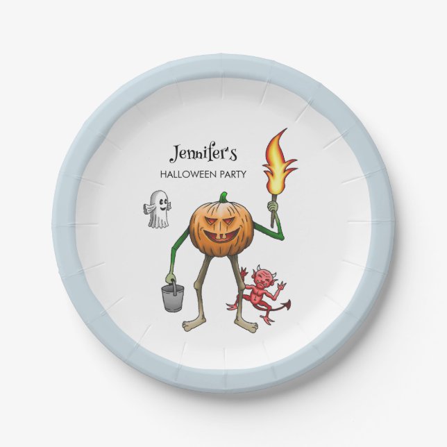 Plato De Papel Trick or Treat Halloween (Anverso)