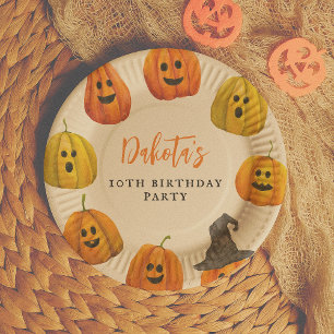 Plato De Papel Trick or Treat Halloween Calabaza Fiesta de Cumple