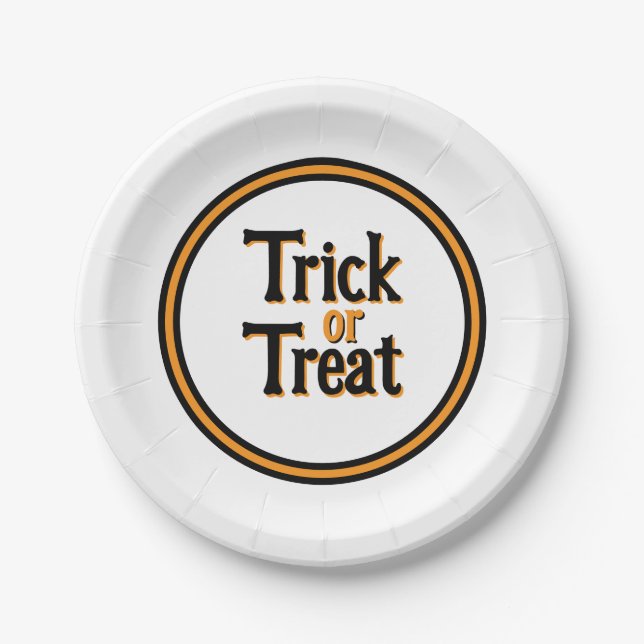 Plato De Papel Trick or Treat Halloween Party (Anverso)
