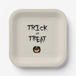 Plato De Papel Trick or treat pumpkin
