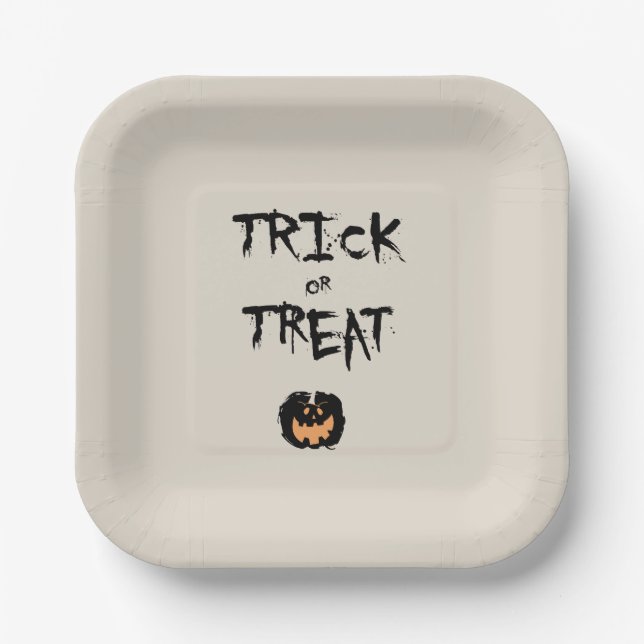 Plato De Papel Trick or treat pumpkin (Anverso)