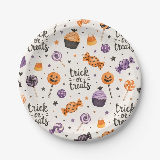Plato De Papel Trick or Treat Sweets (Anverso)