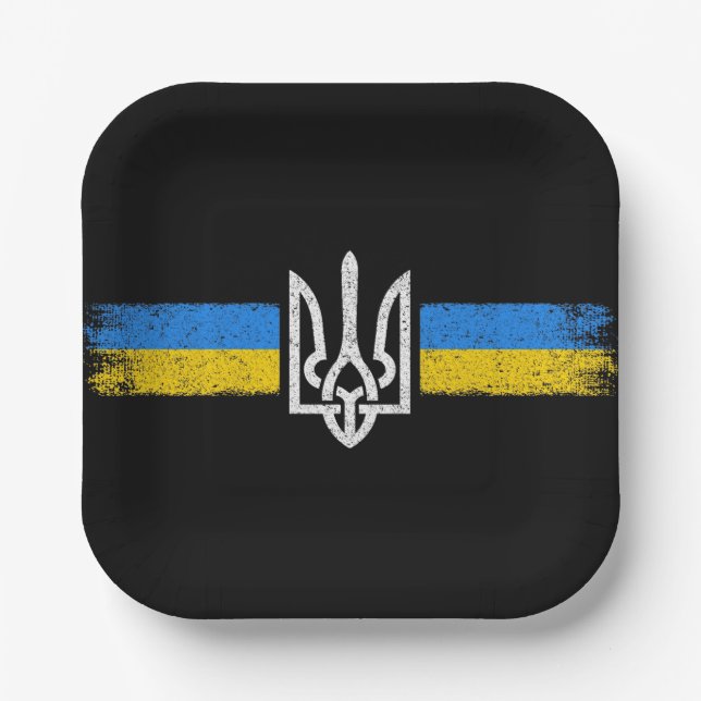 Plato De Papel Tridente de Ucrania - Símbolo de bandera de Ucrani (Anverso)