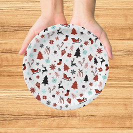 Plato De Papel Trineo de renos árboles de pino de Navidad