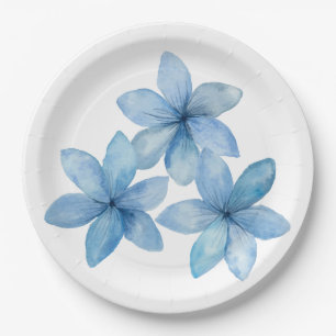 Plato De Papel Trío de bonitos de flores azules