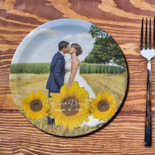 Plato De Papel trío de girasol - sus placas de papel fotográfico