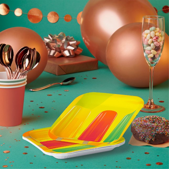 Plato De Papel Trío de Paletas Heladas de Verano (Subido por el creador)