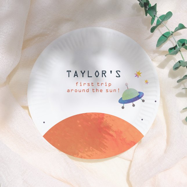 Plato De Papel Trip Around The Sun | Space Boy Birthday (Subido por el creador)