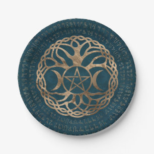 Plato De Papel Triple diosa lunar con pentagrama