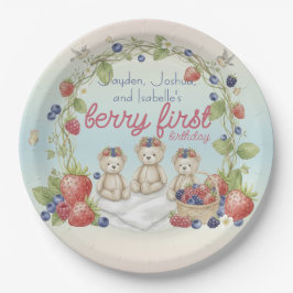 Plato De Papel Triplets Berry First Birthday Party