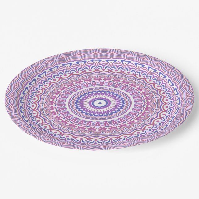 Plato De Papel Trippy Hippie Boho Groovy Bohemian Kaleidoscope (Angular)