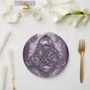 Plato De Papel Triquetra Trinity Knot Lavender Purple Faux Metali