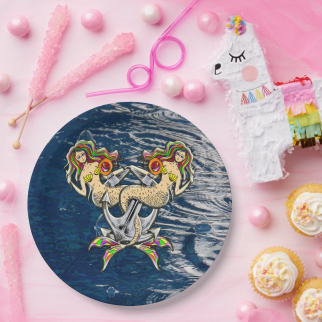 Plato De Papel Tristemente sirenas al ancla (Fiesta)