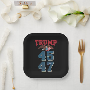 Plato De Papel Triunfador Trump Patriótico Ganó 45 y 47 Victoria 