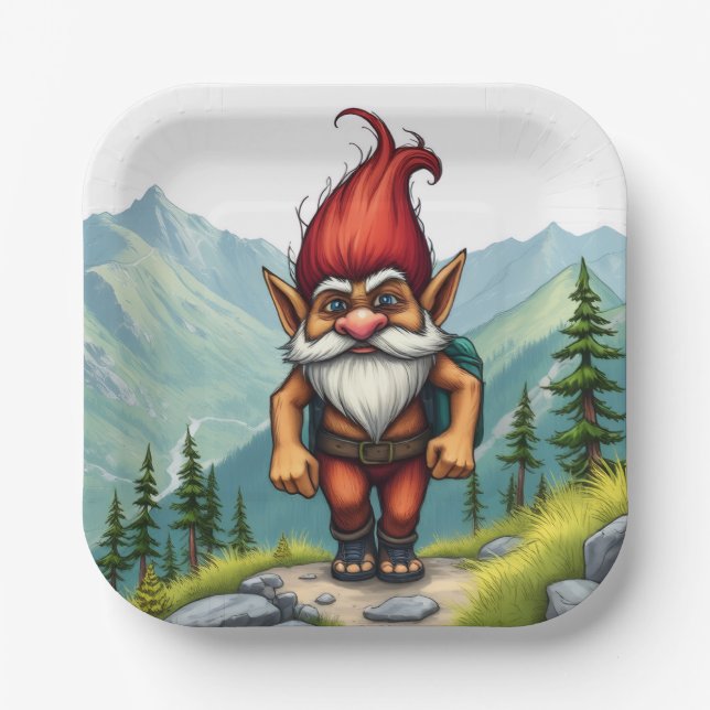 Plato De Papel Troll Hiking in Norway, Paper Plates (Anverso)