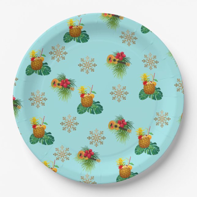 Plato De Papel Tropica Plate Aqua (Anverso)