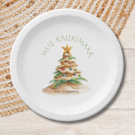 Plato De Papel Tropical Beach Mele Kalikimaka Christmas Tree 