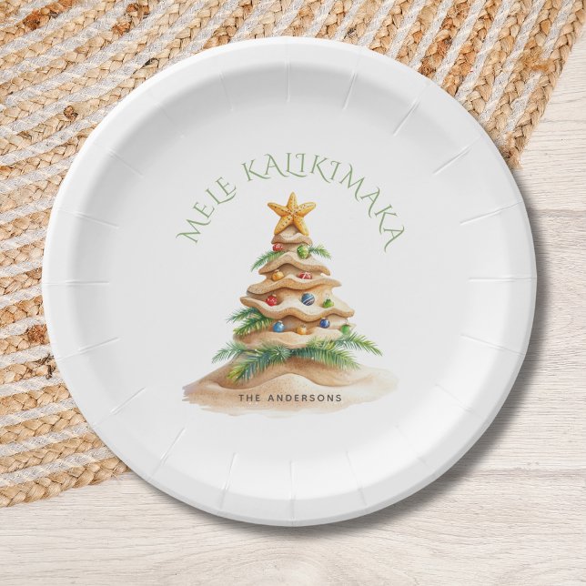 Plato De Papel Tropical Beach Mele Kalikimaka Christmas Tree  (Subido por el creador)