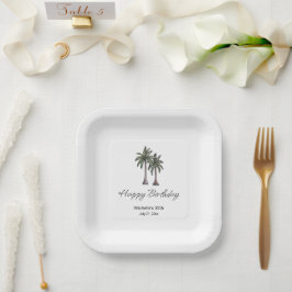 Plato De Papel Tropical Beach Palm Trees 30th Birthday Party