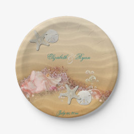 Plato De Papel Tropical, Boda de Playa, Estrella de Mar, Encaje,