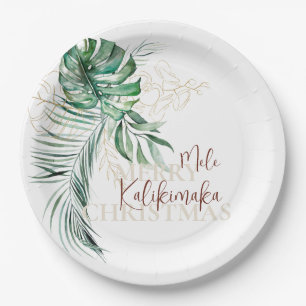 Plato De Papel Tropical Botánico Mele Kalikimaka PERSONALIZADO