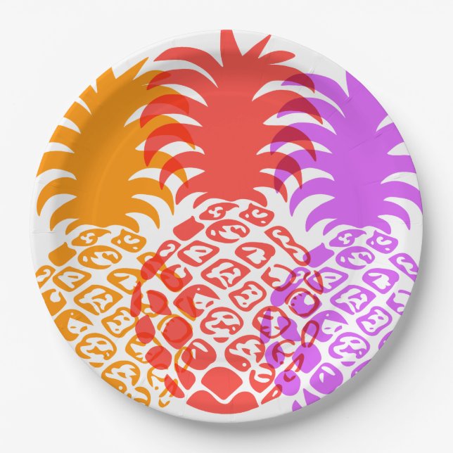 Plato De Papel Tropical Hawaiano de Momona Pineapple (Anverso)