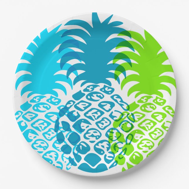 Plato De Papel Tropical Hawaiano de Momona Pineapple (Anverso)