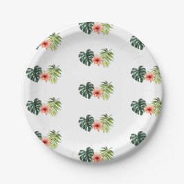 Plato De Papel Tropical Monstera Palm Bridal Shower 