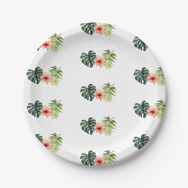 Plato De Papel Tropical Monstera Palm Bridal Shower  (Anverso)