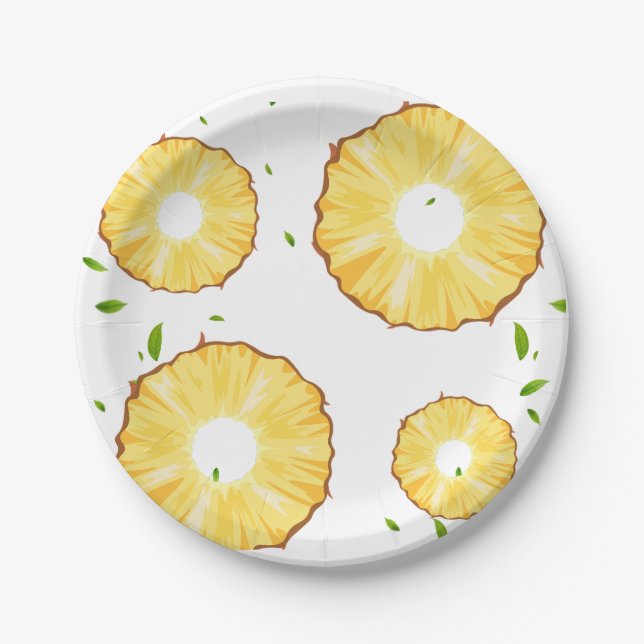 Plato De Papel TROPICAL SUMMER FRUIT Pineapple patrón (Anverso)