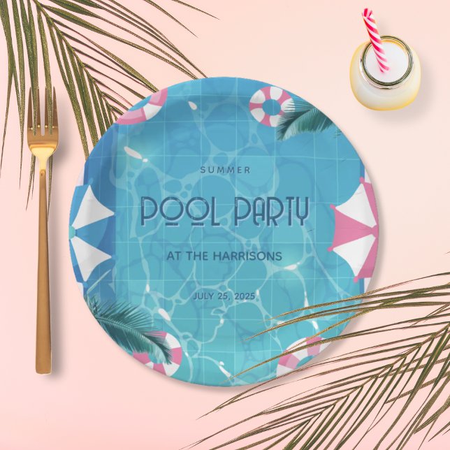 Plato De Papel Tropical Summer Pool Party  (Subido por el creador)