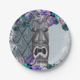 Plato De Papel Tropical Vintage Retro Floral Tiki Hawaiano Luau