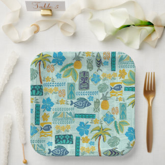 Plato De Papel Tropio de Tiki Retro Hawaiano