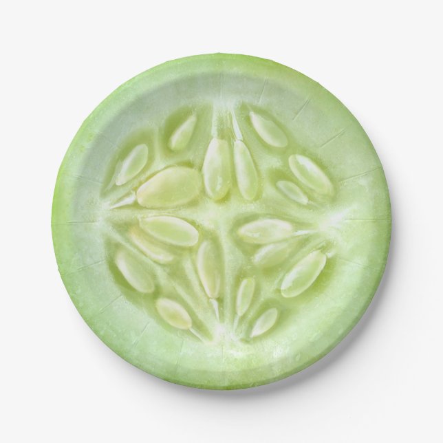 Plato De Papel Trozo de pepino (Anverso)