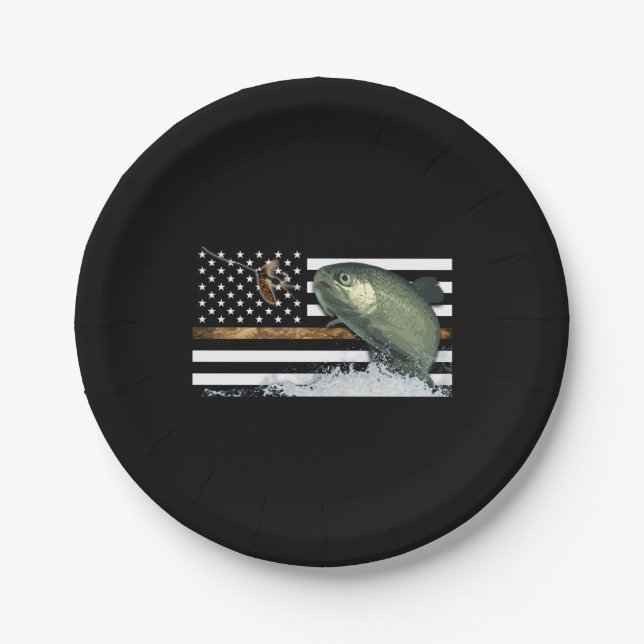 Plato De Papel Trucha: Línea fina bandera (Anverso)