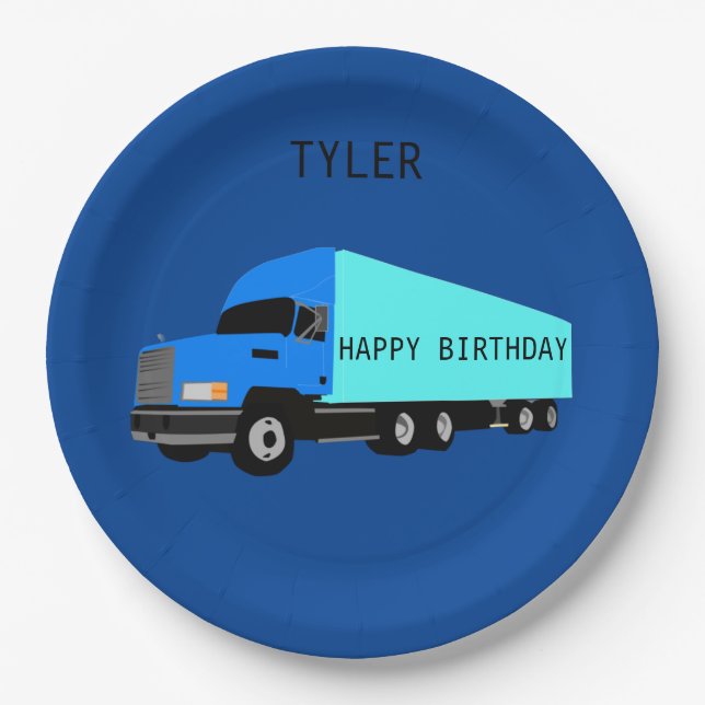 Plato De Papel "TRUCK" Happy Birthday paper plate para niños. (Anverso)