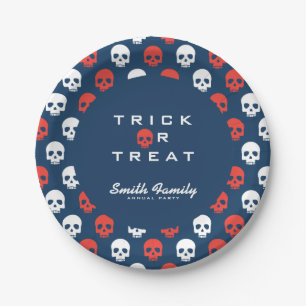 Plato De Papel Truco de Halloween o trata calaveras.
