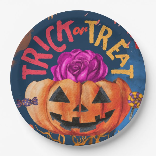 Plato De Papel Truco loco o trato (Anverso)