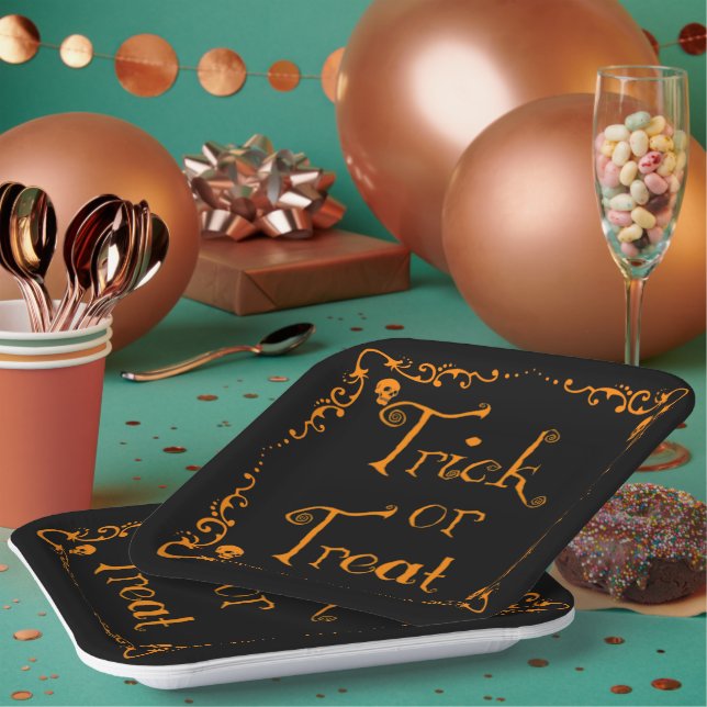Plato De Papel Truco o tratamiento del Naranja de calabaza (Multi)