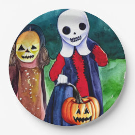 Plato De Papel Truco o tratamientos de Halloween