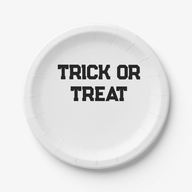 Plato De Papel Truco o. Trate Halloween espeluznante negro simple (Anverso)