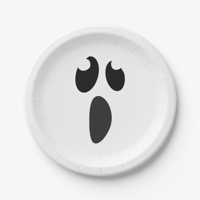 Plato De Papel Truco o trato de fiesta de Halloween fantasma (Anverso)