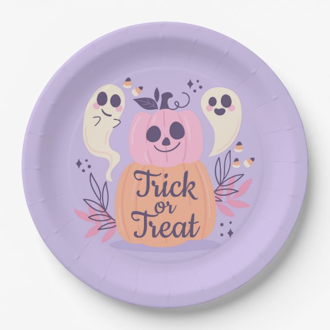 Plato De Papel Truco o trato fantasma (Anverso)