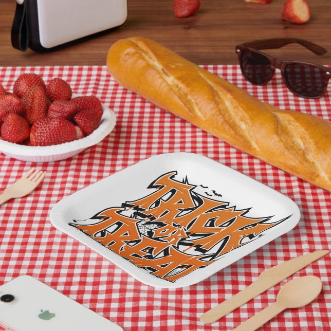 Plato De Papel Truco o trato graffiti (Picnic)