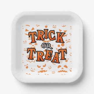 Plato De Papel Truco o trato Halloween Square