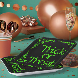 Plato De Papel Truco o trato verde baba