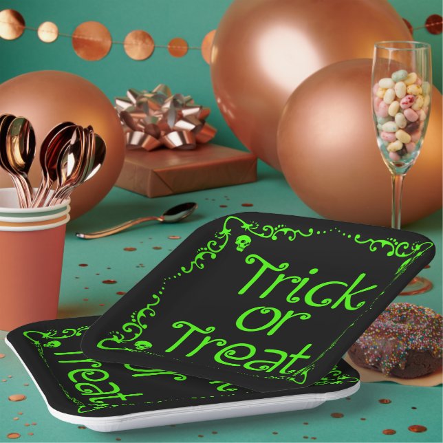 Plato De Papel Truco o trato verde baba (Multi)