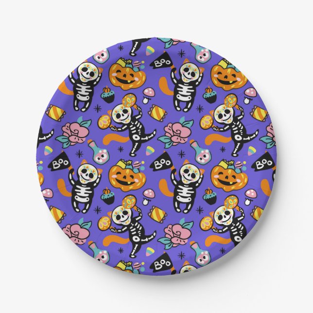 Plato De Papel Truco o truco de Halloween (Anverso)