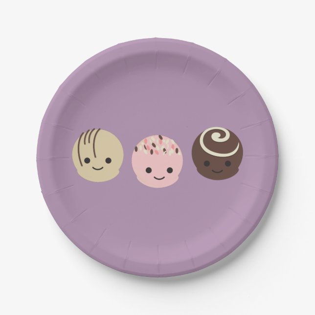 Plato De Papel Trufas de Chocolate Adorables (Anverso)